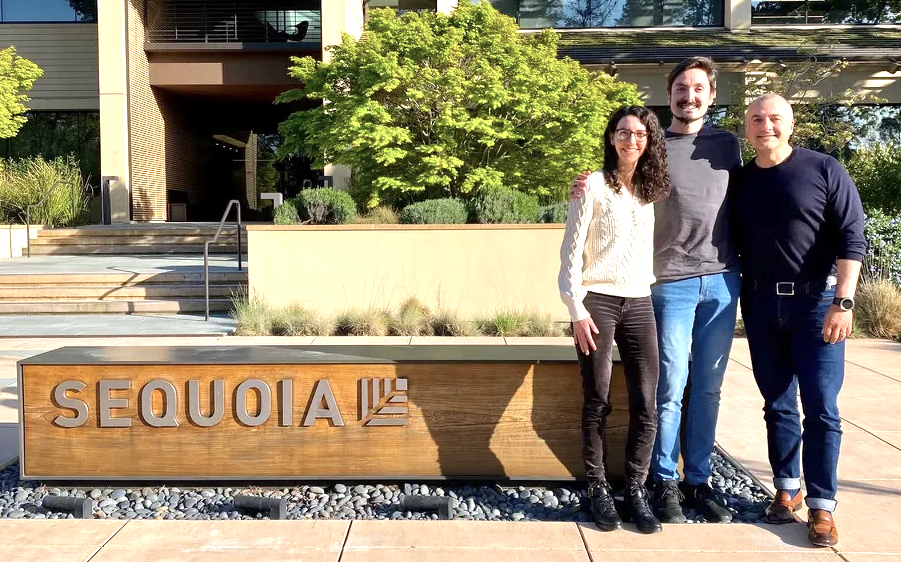 FastAPI creator Sebastián Ramírez flanked by Sequoia partners Lauren Reeder and Bogomil Balkansky