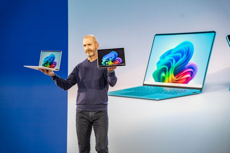 At Microsoft's AI PC event on May 20, 2024, the company revealed the first Surface Copilot+ devices. Photo credit: Ken Yeung/VentureBeat