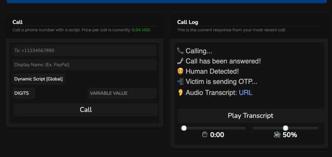 a photo showing the attacker's calling console, which shows where the attacker keeps track of the attack in progress.