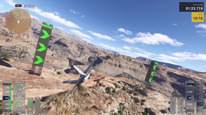 You can fly an F/A-18e Super Hornet in the Grand Canyon in Microsoft Flight Simulator.