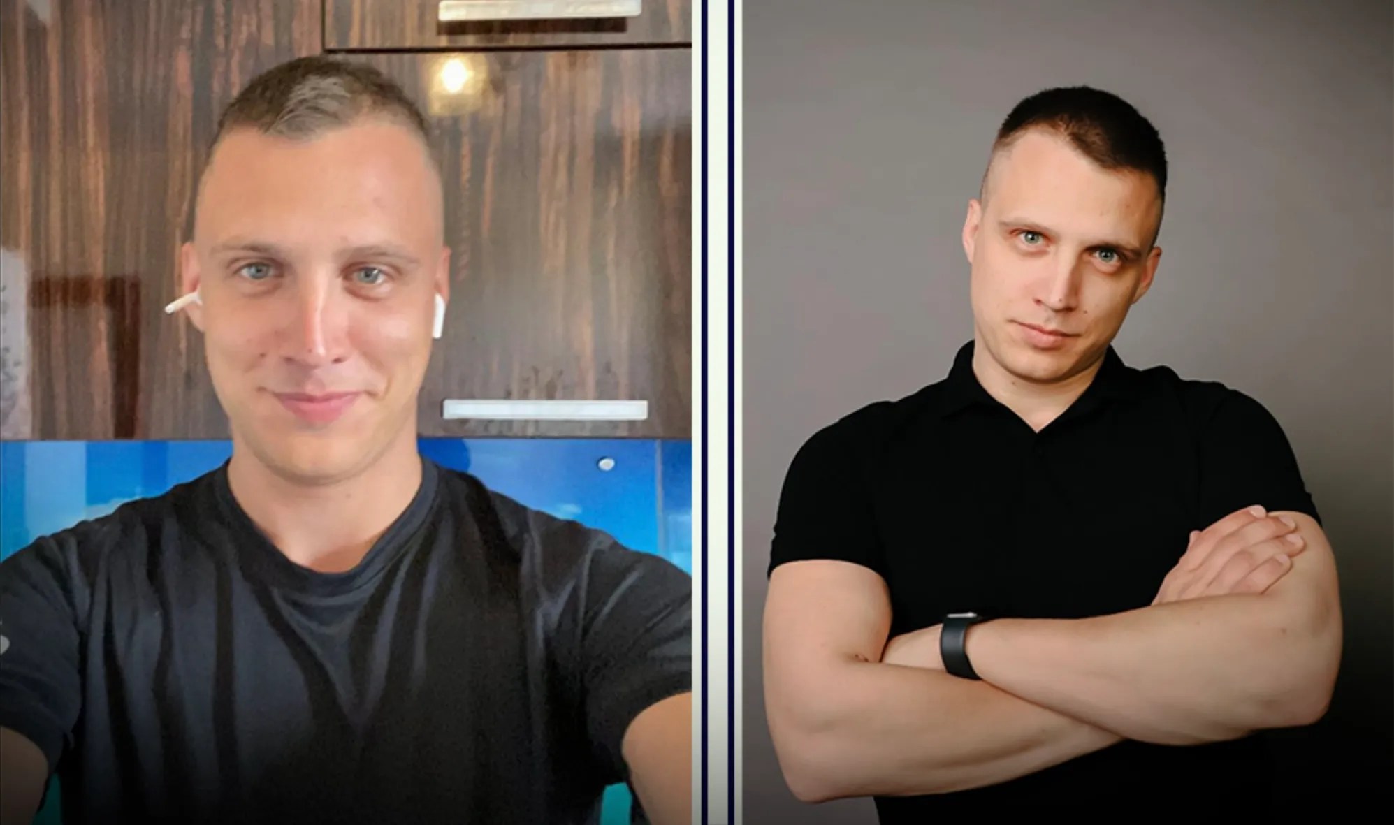 two photos of Dmitry Khoroshev, who UK and US authorities accuse of being the main leader of the LockBit ransomware gang.